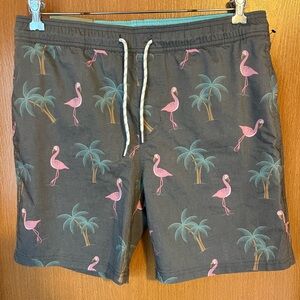 Target Men’s Black Swim Board Shorts with Pink Flamingo Print